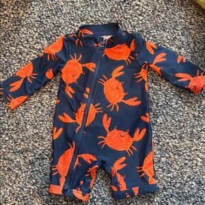 Carters swim suit rash guard full zip crabs 0-3months